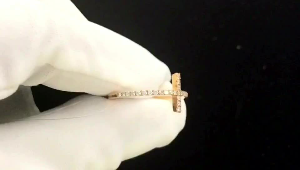 18K红十字架钻石戒指女戒