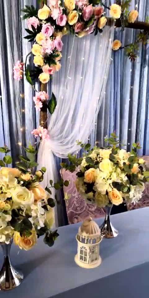   粉蓝色清新系婚礼布置