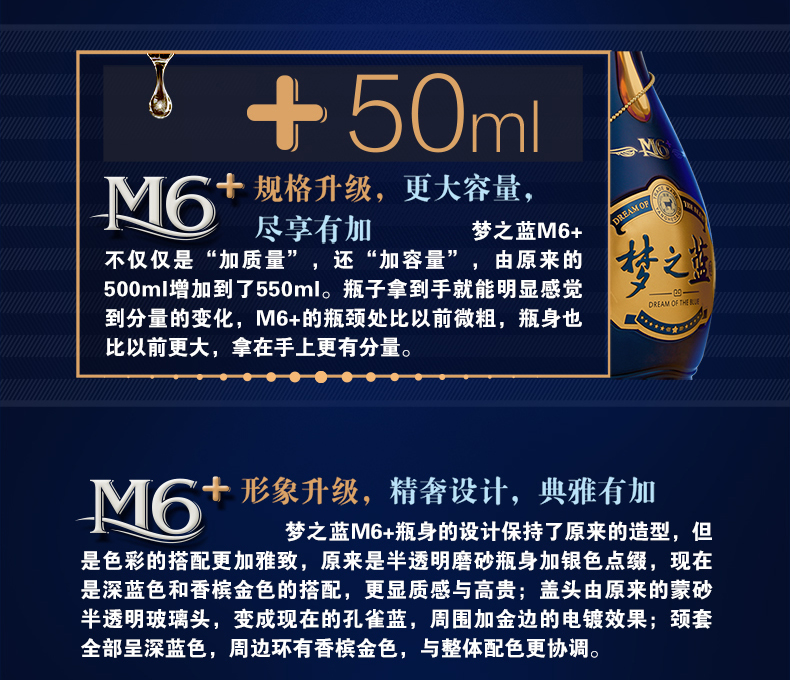 洋河夢(mèng)之藍(lán)M6+ 52度550ml綿柔白酒