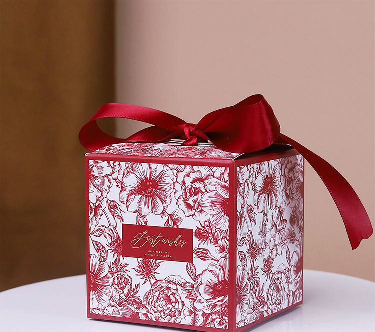 手提式創意花卉結婚喜糖盒禮盒訂婚專用糖盒