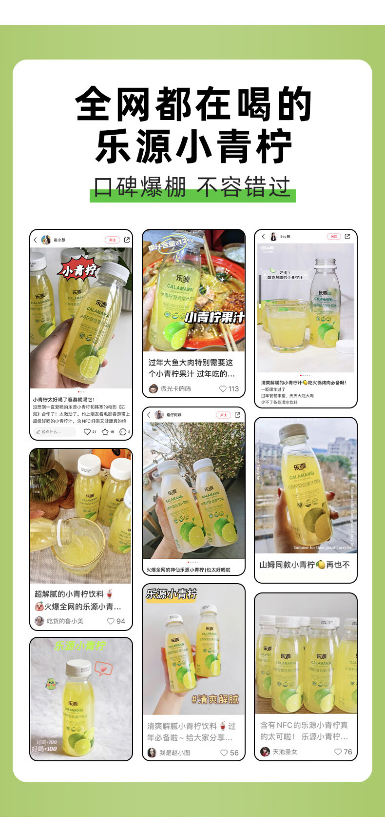 樂源小青檸汁檸檬味果汁飲料280g*8瓶補(bǔ)充維C清爽解膩