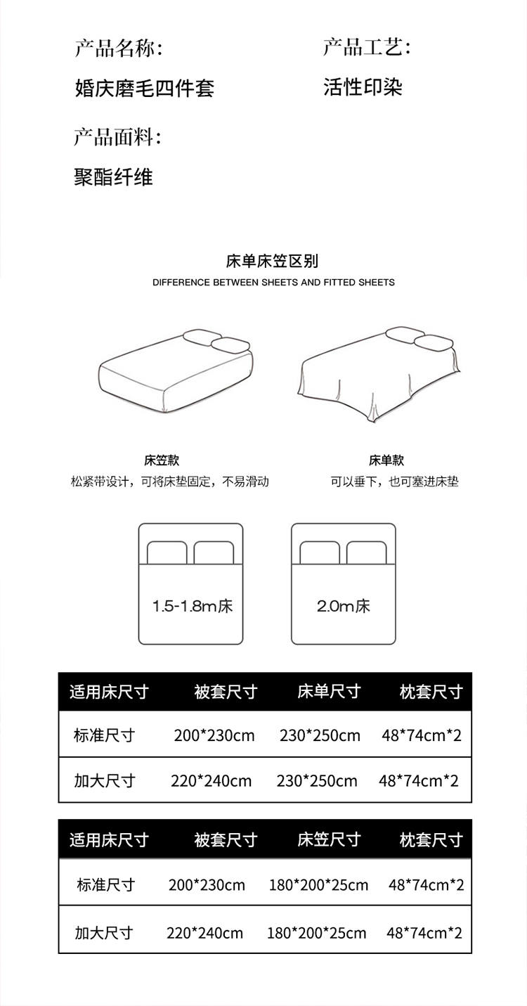 2024新款加厚婚庆磨毛刺绣四件套高端大气奢华新人结婚床单被套大红色床上用品