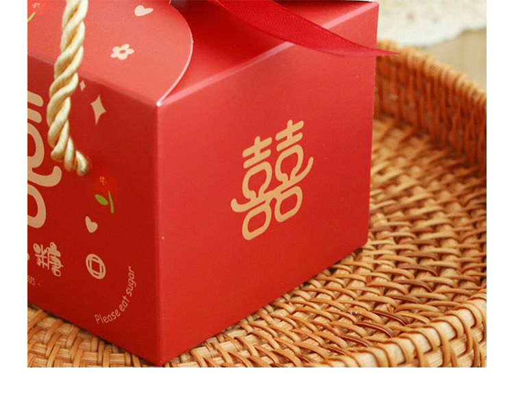 新款ins风中式喜糖盒手提糖果烟包装盒大喜日子结婚伴手礼装糖盒子