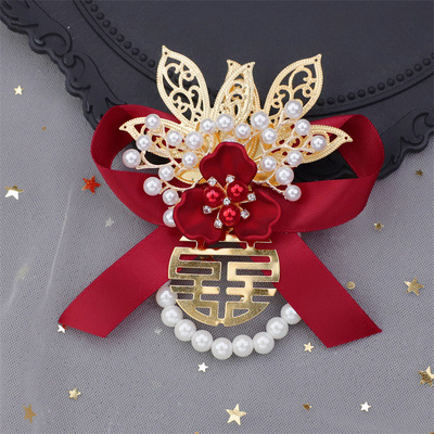 結(jié)婚胸花結(jié)婚秀禾婚禮胸花流蘇批發(fā)婚禮珍珠